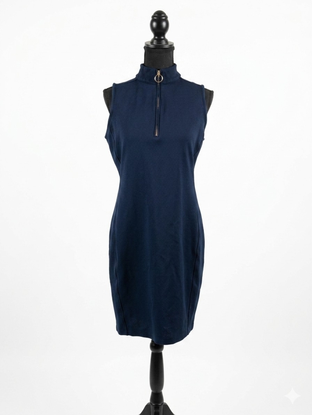 Ralph Lauren Navy Sleeveless Mock-Neck Zip Mini Dress